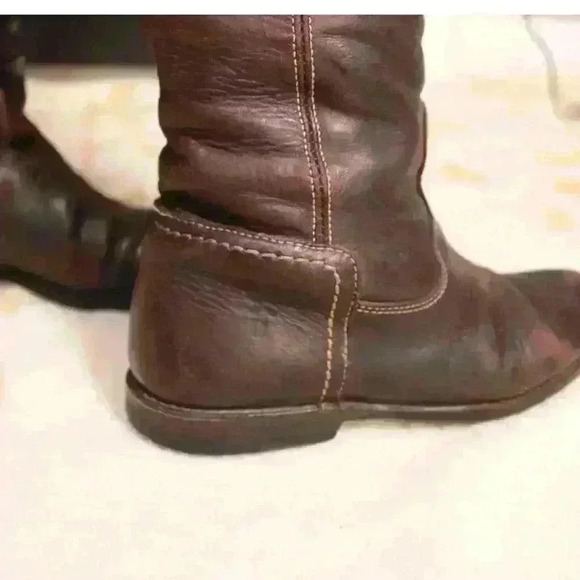 VINTAGE FRYE Brown Knee High Fold Over Riding Boots Buckle Back Women 5.5 - 6 - Picture 6 of 16